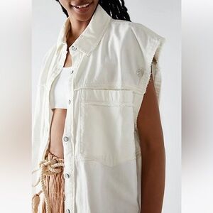 Free People- We the Free- distressed cutoff button down
